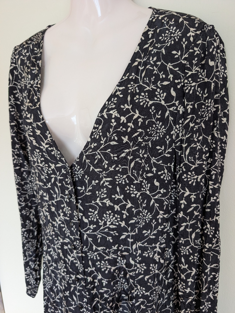 Sézane Victoriana Dress Midi Two Tone Black 42 XL 10 - Picture 9 of 16